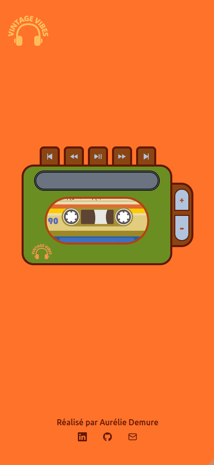 During my training I planned to create an audio player, but I didn't have enough time. I finally succeeded ! I had fun choosing the music and developing this audio player in a vintage style, which gave me the opportunity to improve my skills with Tailwind CSS. Watch and listen !